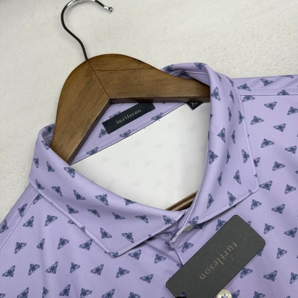 Turtleson Polo Shirt Mens XL Purple Benson Geometric Golf Bee Burning Tree NEW